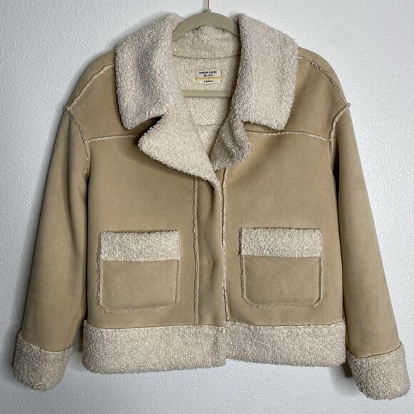 Marine Layer Quebec Sherpa Jacket in Tortoise Shell/Cream Women’s Size XS - Picture 2 of 7